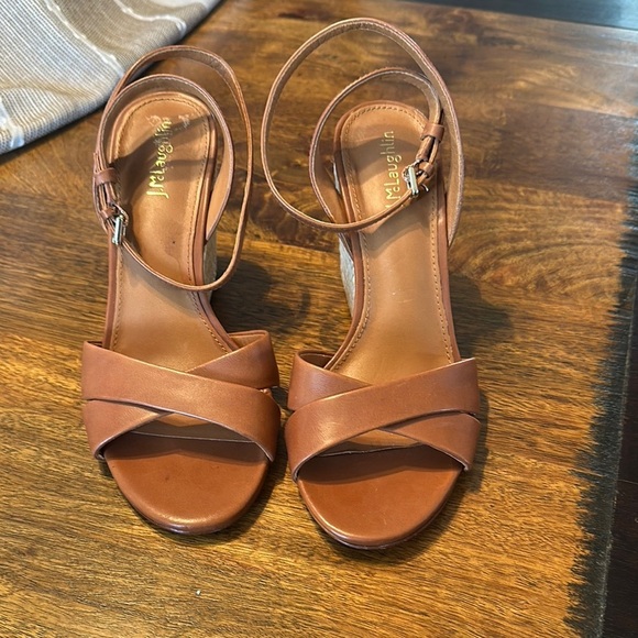 Liz McLaughlin Leather Wedge Sandals size 9.5 - Picture 2 of 9